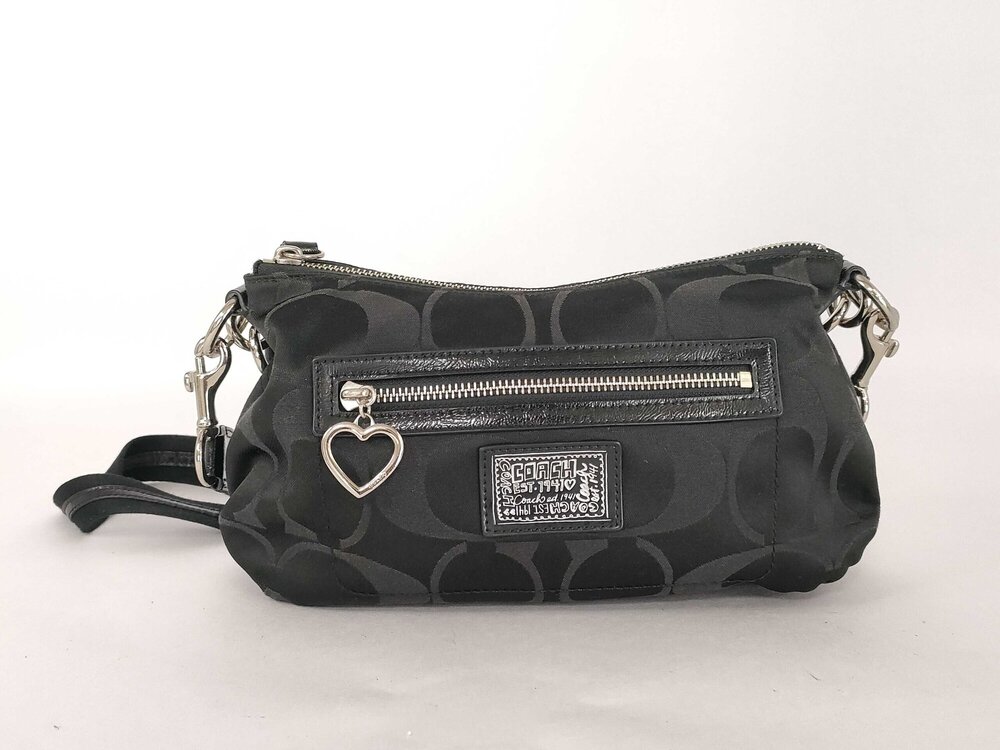 Coach Poppy Black Signature C Sateen Groovy Hobo Crossbody Bag 13833